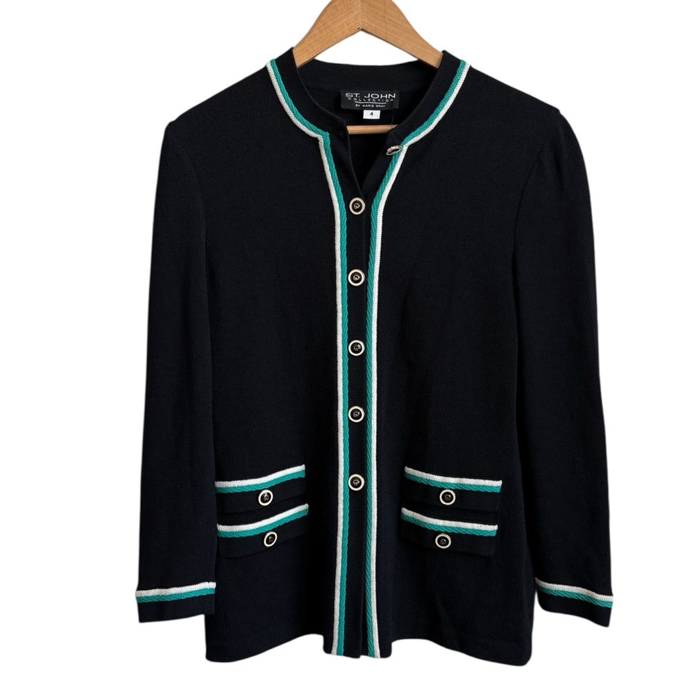 St. John Collection Santana Knit Jacket Black Size 4